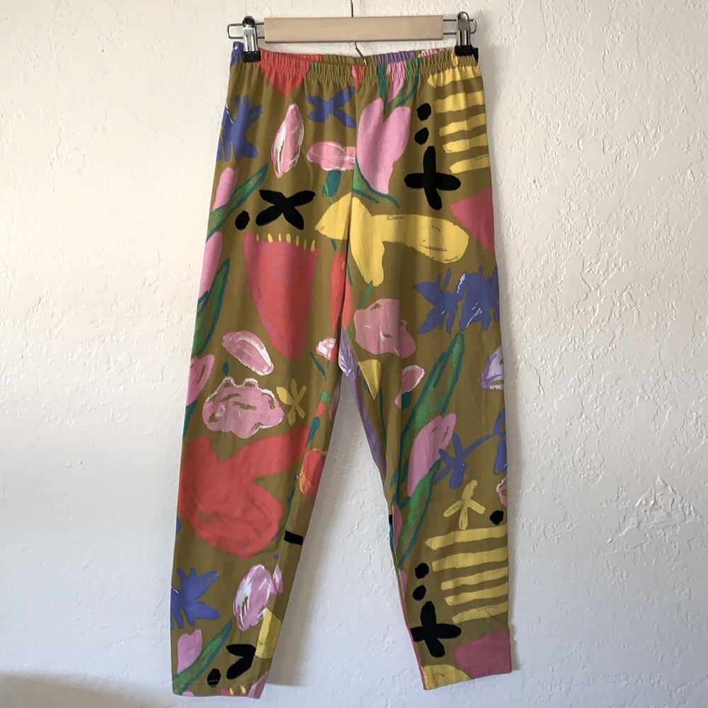 Vintage 90s Ken Done Art Pop Art Pants Floral Abstract Lounge S/M - Picture 1 of 7